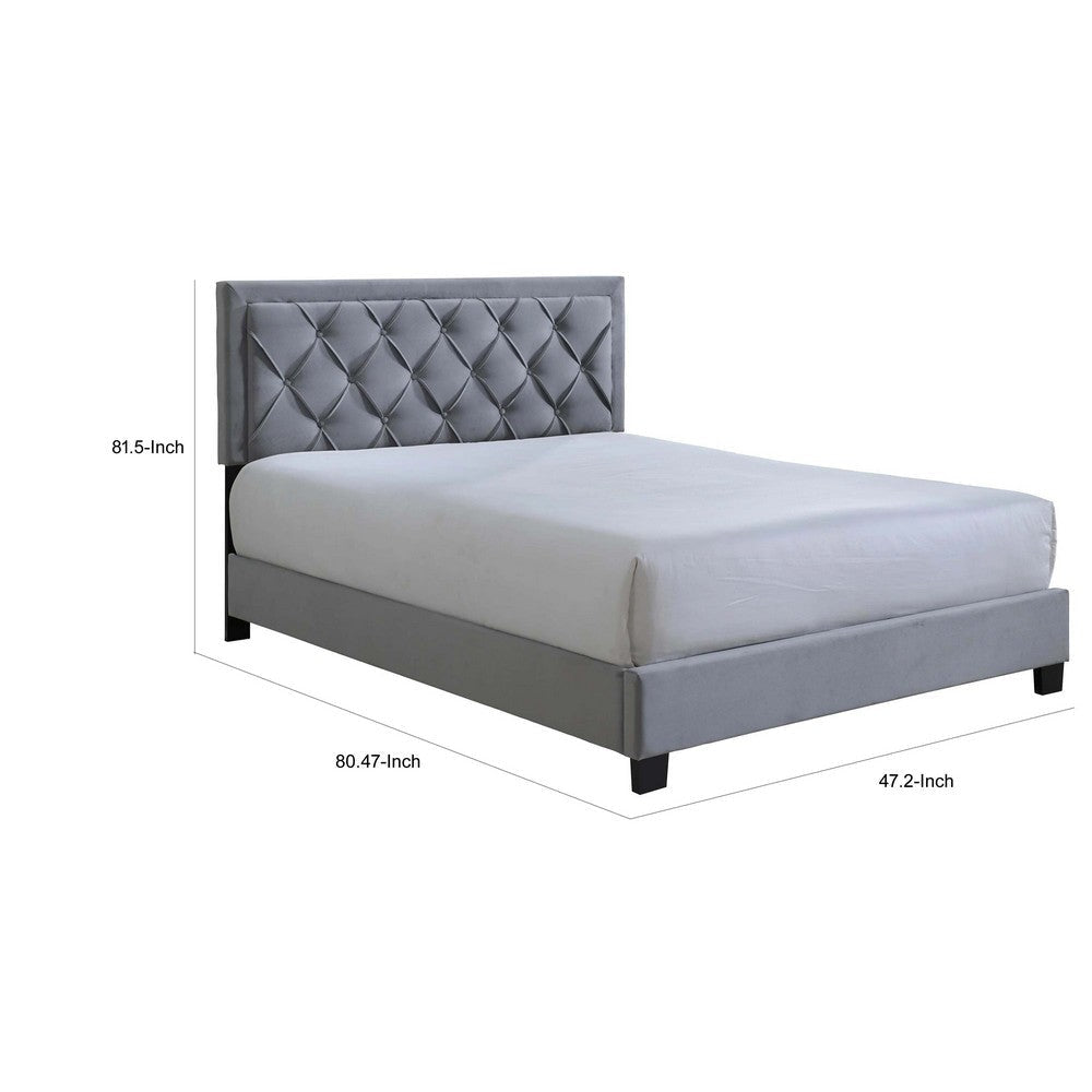 Mars King Size Platform Bed Tufted Fabric Upholstered Headboard Gray By Casagear Home BM307228