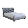 Hailey Queen Size Platform Bed, Tufted Fabric Upholstered Headboard, Gray By Casagear Home