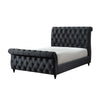 Ellowen Queen Size Bed Diamond Tufted Black Upholstery Panel Headboard By Casagear Home BM307233