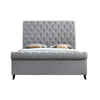 Magnolia King Size Bed Tufted Upholstered Rolled Top Headboard Gray By Casagear Home BM307234