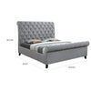 Magnolia King Size Bed Tufted Upholstered Rolled Top Headboard Gray By Casagear Home BM307234