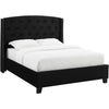 Elle Queen Size Bed, Low Profile, Black Button Tufted Upholstered Headboard By Casagear Home