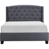 Elle King Size Bed Low Profile Button Tufted Upholstered Headboard Gray By Casagear Home BM307240