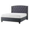 Elle Queen Size Bed Low Profile Gray Button Tufted Upholstered Headboard By Casagear Home BM307241