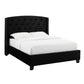 James King Size Bed, Platform Style, Button Tufted Black Velvet Upholstery By Casagear Home