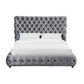 James King Size Bed Platform Style Button Tufted Gray Velvet Upholstery By Casagear Home BM307246