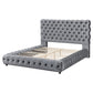 James King Size Bed, Platform Style, Button Tufted Gray Velvet Upholstery By Casagear Home