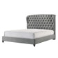 Kevin King Size Bed Button Tufted Gray Fabric Upholstery Low Profile By Casagear Home BM307248