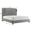 Kevin King Size Bed Button Tufted Gray Fabric Upholstery Low Profile By Casagear Home BM307248