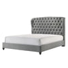 Kevin Queen Size Bed Button Tufted Gray Fabric Upholstery Low Profile By Casagear Home BM307249