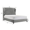 Kevin Queen Size Bed Button Tufted Gray Fabric Upholstery Low Profile By Casagear Home BM307249