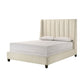 Aegis King Size Bed Wingback Channel Tufted Cream Beige Upholstery By Casagear Home BM307252