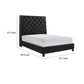 Maze California King Size Bed Button Tufted Black Fabric Upholstery By Casagear Home BM307254