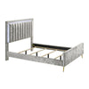 Gaze Queen Size Bed Channel Tufted LED Silver Legs Gray Upholstery By Casagear Home BM307262