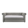 Ellen Trundle Daybed Gray Fabric Upholstery Rolled Arms Nailhead Trim By Casagear Home BM307266