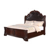 Chef King Size Bed Carved Faux Leather Upholstery Dark Brown Wood By Casagear Home BM307270