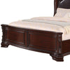 Chef Queen Size Bed Carved Faux Leather Upholstery Dark Brown Wood By Casagear Home BM307271