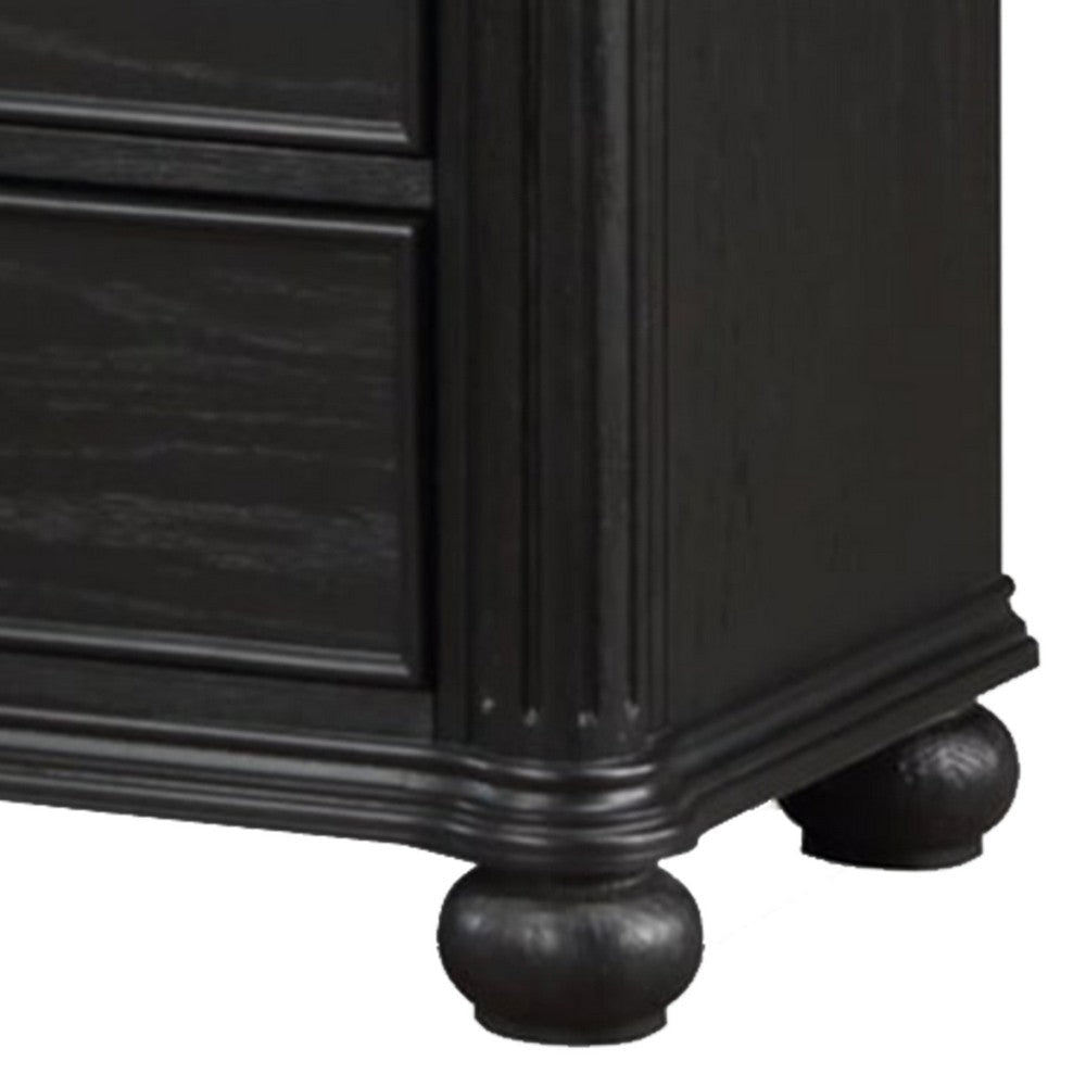 Berry 62 Inch Wide Dresser with Mirror 9 Drawers Floated Top Black Wood By Casagear Home BM307272