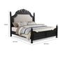 Berry King Size Bed Scrolled Headboard Cream Upholstery Black Wood By Casagear Home BM307273