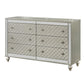 Cristo 62 Inch Wide Dresser with Mirror, 6 Drawers, Champagne Cross Pattern By Casagear Home