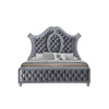 Rall King Size Bed Curved Wood Headboard Tufted Gray Fabric Upholstery By Casagear Home BM307287