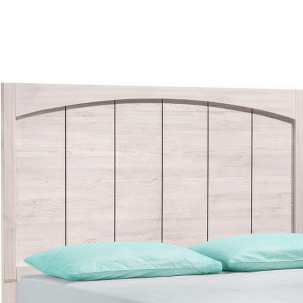 Vice Queen Size Bed Panel Headboard Design Gray Light Washed Brown Wood By Casagear Home BM307292