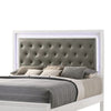 Lise King Size Bed Gray Fabric Upholstery LED Lit Modern White Wood By Casagear Home BM307296