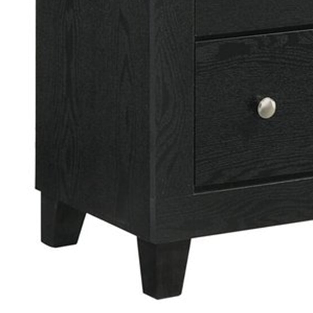 Yoh 57 Inch Wide Dresser with Mirror 6 Drawers Round Handles Black Wood By Casagear Home BM307300