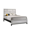 Asir Queen Size Bed, Geometric Panel Headboard, Modern White Wood Finish By Casagear Home