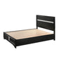 Regi Queen Bed 2 Storage Drawers Silver Striped Headboard Black Wood By Casagear Home BM307310