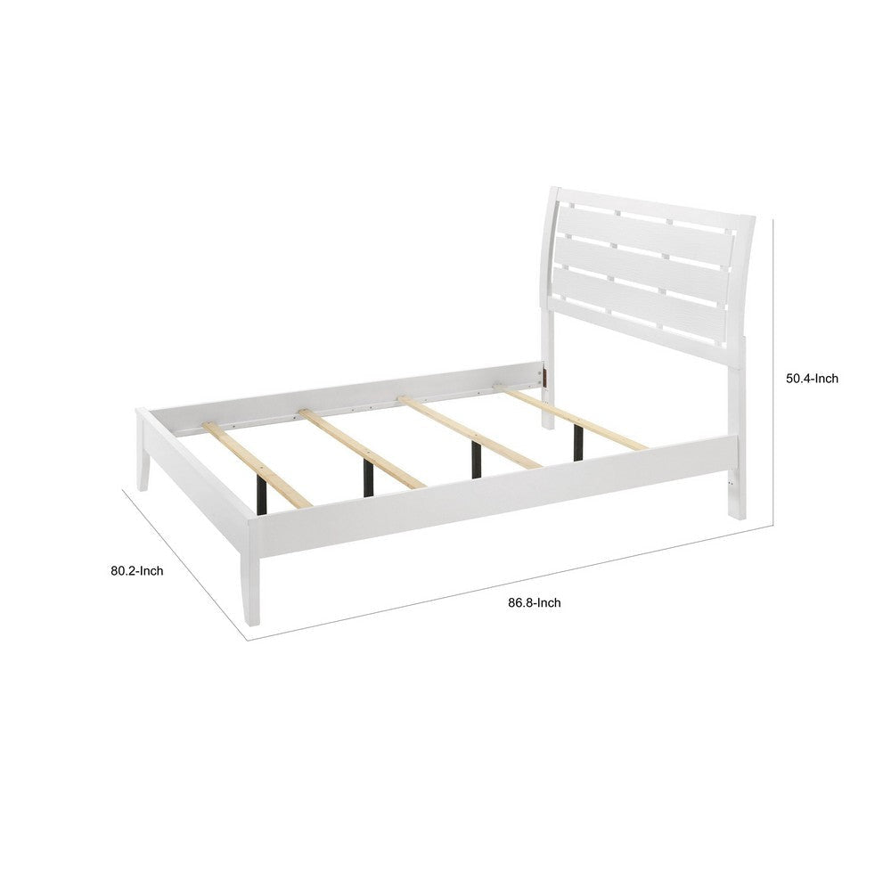 Eve King Size Bed Slatted Headboard Chamfered Legs White Wood Modern By Casagear Home BM307313