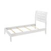 Eve Twin Size Bed, Slatted Headboard, Chamfered Legs, White Wood, Modern By Casagear Home