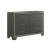 Kay 58 Inch Wide Dresser with Mirror 6 Drawers Shimmering Trim Gray Wood By Casagear Home BM307318