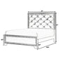 Kay Queen Bed Faux Diamond Tufted Gray Upholstery Silver Trim Wood By Casagear Home BM307320