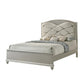 Vala King Bed Faux Leather Headboard Grid Tufted Acrylic Accents Taupe By Casagear Home BM307321