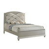 Vala Queen Bed, Faux Leather Headboard, Grid Tufted, Acrylic Accents, Taupe By Casagear Home