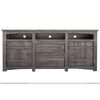 Sen 80 Inch TV Entertainment Console 2 Door Cabinets Solid Gray Wood By Casagear Home BM307368