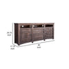 Sen 80 Inch TV Entertainment Console 2 Door Cabinets Solid Gray Wood By Casagear Home BM307368