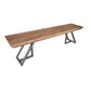 Dome 71 Inch Bench, Gray Iron Base, Wood Grain, Rustic Solid Brown Wood By Casagear Home