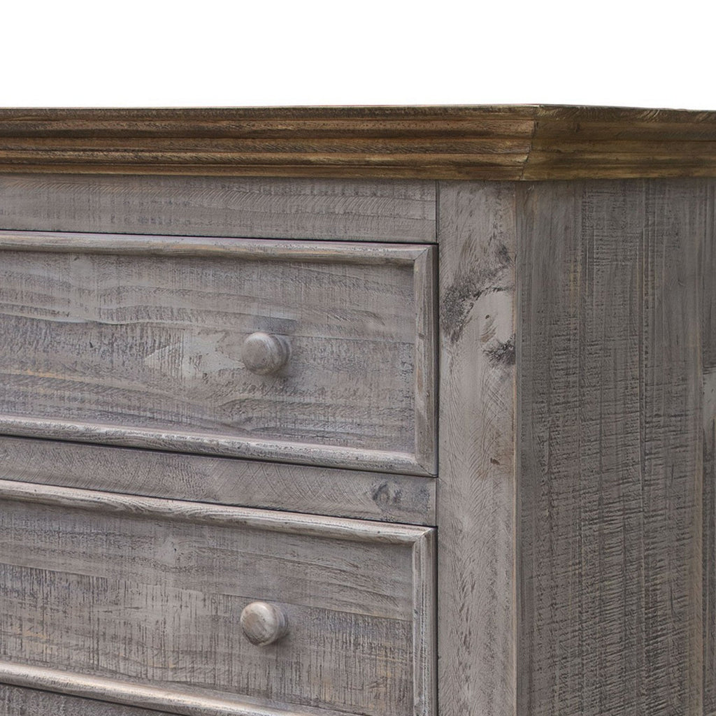 Zen 54 Inch Tall Dresser Chest 5 Drawers Dual Tone Gray Brown Pine Wood By Casagear Home BM307378