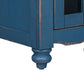 Genie 26 Inch Chairside Table 1 Door Turned Legs Dark Blue Pine Wood By Casagear Home BM307388