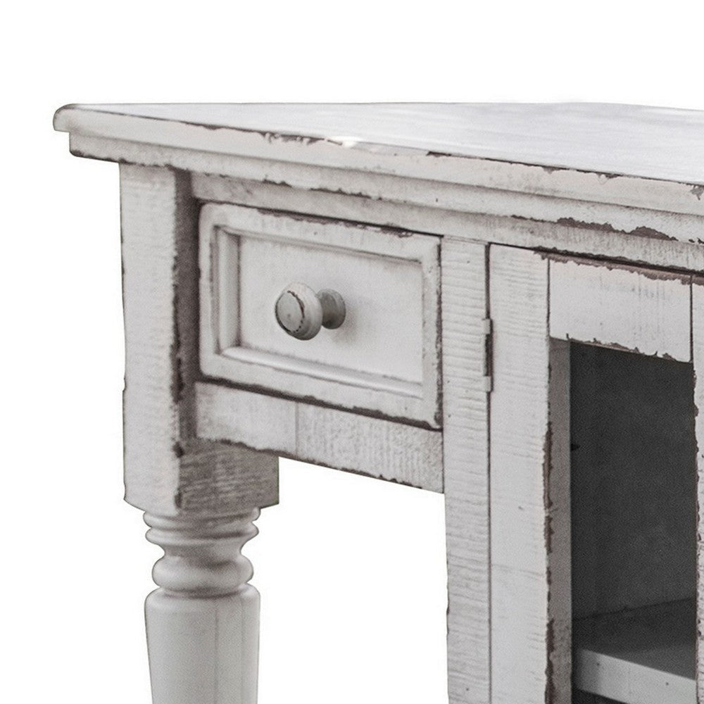 Genie 55 Inch Sofa Table Console 2 Doors Shelves White Mango Wood By Casagear Home BM307390