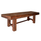 Maye 71 Inch Dining Bench, Stable Block Legs, Dark Brown Solid Pine Wood By Casagear Home