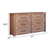 Gin 67 Inch Dresser 6 Drawers Large Iron Handles Solid Brown Mango Wood By Casagear Home BM307402