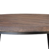 Rome 30 Inch Cocktail Coffee Table Round Black Iron Base Brown Pine Wood By Casagear Home BM307415