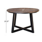 Rome 30 Inch Cocktail Coffee Table Round Black Iron Base Brown Pine Wood By Casagear Home BM307415