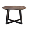 Rome 30 Inch Cocktail Coffee Table Round Black Iron Base Brown Pine Wood By Casagear Home BM307415