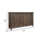 Son 71 Inch Sideboard Console Cabinet 4 Door Gold Handles Brown Pine Wood By Casagear Home BM307429