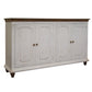 Son 71 Inch Sideboard Console Cabinet, 4 Door Gold Handles, White Pine Wood By Casagear Home