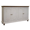 Son 71 Inch Sideboard Console Cabinet, 4 Door Gold Handles, White Pine Wood By Casagear Home